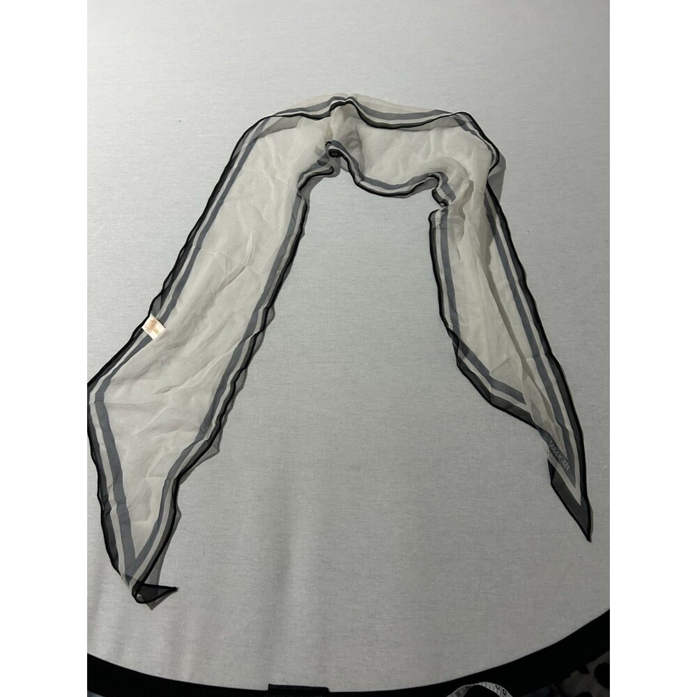 VTG sheer white silk skinny scarf made in Japan, preppy, 50's, hair, neck, purse